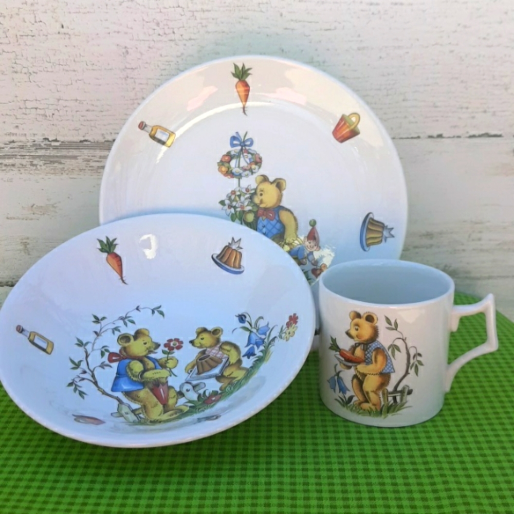 VTG JAMES KENT OLD FOLEY STAFFORDSHIRE 3 PIECE CHILDREN'S DINING SET - Picture 11 of 11